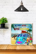 3d Hout Retro Poster If you Never try You will Never Know