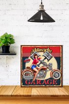 3d Hout Retro Poster Motorcycle Garage