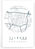 Walljar - Stadskaart Tilburg Centrum IV - Muurdecoratie - Poster met lijst