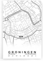 Stadskaart Groningen Centrum - Walljar - Wanddecoratie - Schilderij - Plexiglas