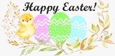 Raamsticker Happy Easter groot - Paaseieren en kuiken - herbruikbare sticker - statisch folie - Easter - lente - happy Easter - Vrolijk Pasen