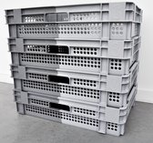 MondiDeal - MondiTools Stapelkrat - Stapelbakken - 60x40x14cm - Opbergbox - Transportbox - Grijs