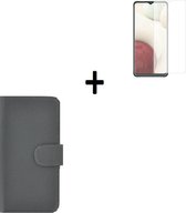 Samsung Galaxy A42 Hoesje - Samsung Galaxy A42 Screenprotector - Samsung A42 Hoes Wallet Bookcase Grijs + Screenprotector