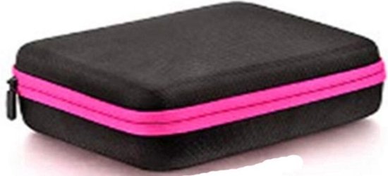 Boîte de rangement noire avec fermeture éclair rose, pour les perles de peinture diamant.