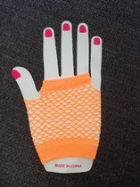 10X Paar korte net handschoenen - neon oranje - Koningsdag - EK voetbal - Nederlands Elftal