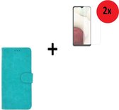 Samsung Galaxy A42 Hoesje - Samsung Galaxy A42 Screenprotector - Samsung A42 Hoes Wallet Bookcase Turquoise + Screenprotector 2x