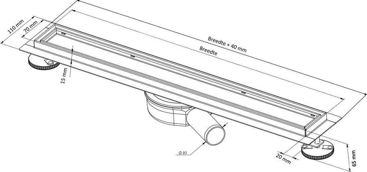 CityLine douchegoot RVS 30cm Flex uitloop Standaard rooster