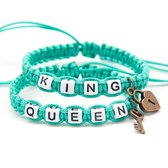 Couple bracelet | King, queen | mint | relatie kado | armbandenset