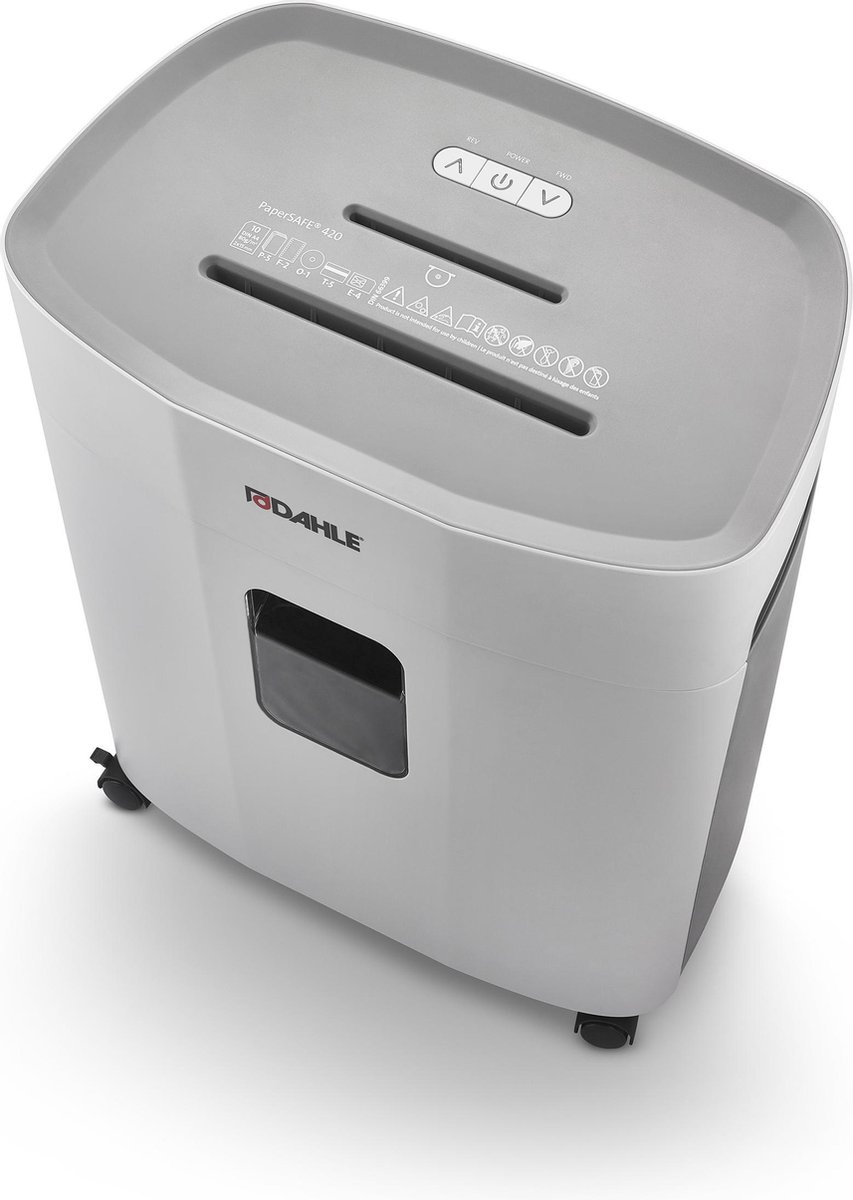 Dahle® PaperSAFE 420 - Papierversnipperaar - 2x15 mm snipper - 25L opvangbak - Bladen max per 10 - P5 - Nietjes bankkaarten paperclips cd's - Continu 480 min - Geluidsarm 60 db thumbnail 7