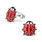 Aramat jewels ® - 925 sterling zilveren kinder oorbellen ladybug