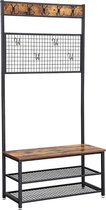 Hoppa! Garderoberek met Kapstok - Bruin/Zwart - Metaal/Hout - 40 x 92 x 187