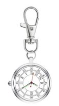 Zilverkleurig verpleegstershorloge - Romeinse cijfers - zusterhorloge - met clip - 24 mm - I-deLuxe verpakking