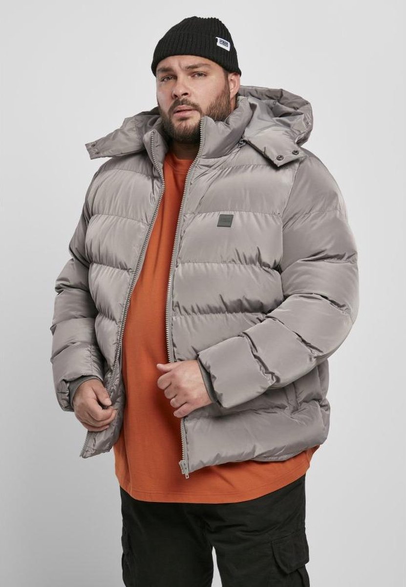 Urban Classics Hooded Puffer winterjas S Grijs