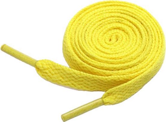 Lacets - Lacets de Lacets - Lacets de sneaker - Lacets Fat - Plat - Jaune - Longueur de lacet 110 cm - Largeur 10 mm