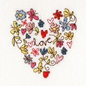 Sweet Heart wenskaart - aida telpakket - Bothy Threads