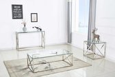 Sidetable Quebec 120cm - zilver/glas