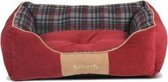 Stevige Hondenmand van Hoogwaardige Chenille stof met anti-slip onderzijde - Scruffs Highland Box Bed - Kleur: Rood, Maat: Extra Large