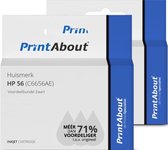 PrintAbout - Inktcartridge / Alternatief voor de HP C6656AE (nr 56) / Zwart 2-pack