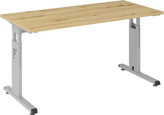 MEGA 614 S - Table hauteur I Hauteur réglable Frêne-Chêne/ Argent