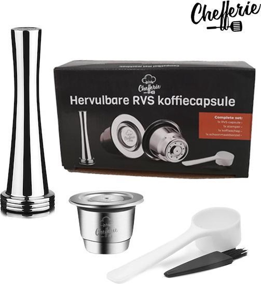 Chefferie Nespresso cups - Herbruikbare koffiecups - Hervulbare capsules -  RVS - 1 capsule | bol.com