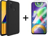 Samsung M30s Hoesje - Samsung galaxy M30S hoesje zwart siliconen case hoes cover hoesjes - 1x Samsung M30S screenprotector