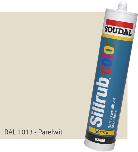 Siliconen kit - Soudal - Kleur - Voor binnen & buiten - RAL 1013 Parel Wit - | bol.com