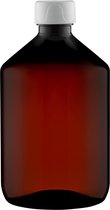 Lege Plastic Fles 500 ml PET Amber bruin - met witte dop - set van 10 stuks - Navulbaar - Leeg
