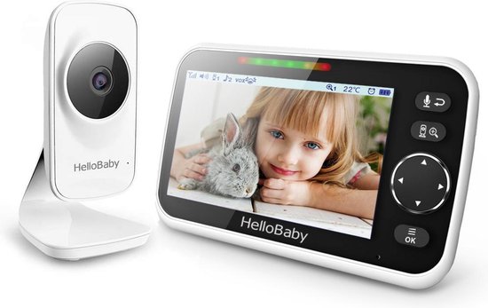 HelloBaby HB50 Babyfoon met camera - Extra Groot LCD display - Nachtzicht - Terugspreekfunctie - Temperatuurcontrole - Slaapliedjes - Zoomfunctie