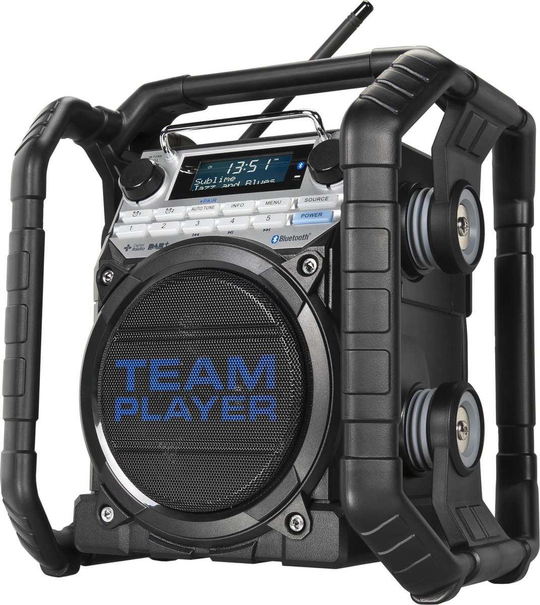 perfectpro teamplayer bouwplaats radio fm dab bluetooth aux usb