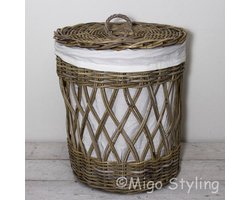Wasmand - Rond - Open - Met binnenzak - Riet - Rotan - Dia50xH60-