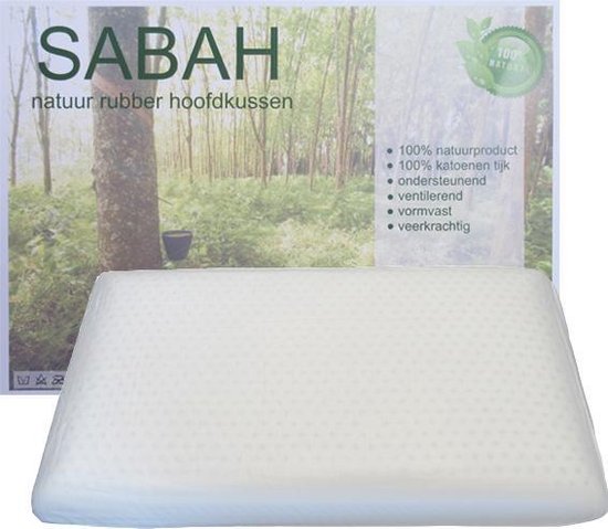 Oreiller en caoutchouc Sabah Nature | Latex | Produit 100% naturel | Moyen | De soutien | Aérée | 40x70 cm