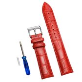 Horlogebandje- 20 mm-Rood- Croco leer- Charme Bijoux