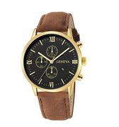 KUNHUANG Geneva Horloge Heren Bruin/goud Quartz 41mm