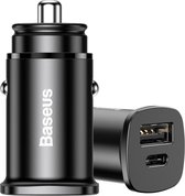 Baseus Dubbele Poort Universele USB + USB-C Snellader Adapter Zwart