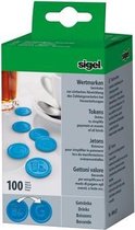 Waardemunten Sigel blauw - drank kunststof 100 st. 25mm