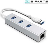 BParts  - Usb Hub Ethernet + 3 Port Usb 3.0 - Splitter - Silver
