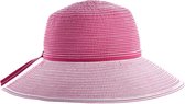 Coolibar - Breedgerande UV Hoed voor meisjes - Tea Party Ribbon - Roze/Wit - maat L/XL (56CM)