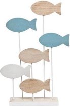 Goebel - Scandic Home | Decoratief beeld / figuur Blue Fishes | Hout - 34cm