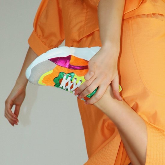 KUNOKA Izzi multicolor - Sneakers Dames - maat 39 - Oranje Groen Geel Roze  beige | bol.com