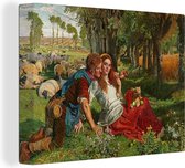 Canvas Schilderij De herder - Schilderij van William Holman Hunt - 40x30 cm - Wanddecoratie