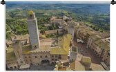 Wandkleed San Gimignano - San Gimignano van bovenaf bij Toscanië in Italië Wandkleed katoen 60x40 cm - Wandtapijt met foto