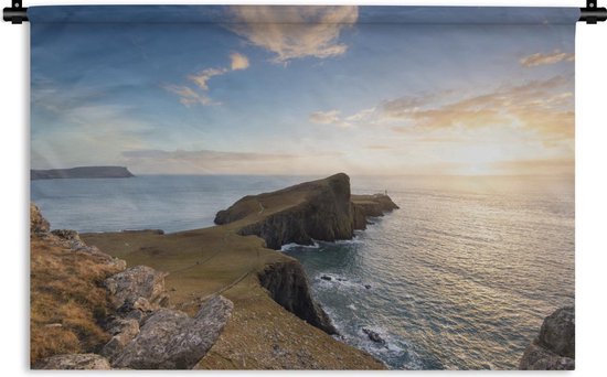 Wandkleed Skye - Rotsen en zee bij zonsondergang op het eiland Skye in Schotland Wandkleed katoen 180x120 cm - Wandtapijt met foto XXL / Groot formaat!