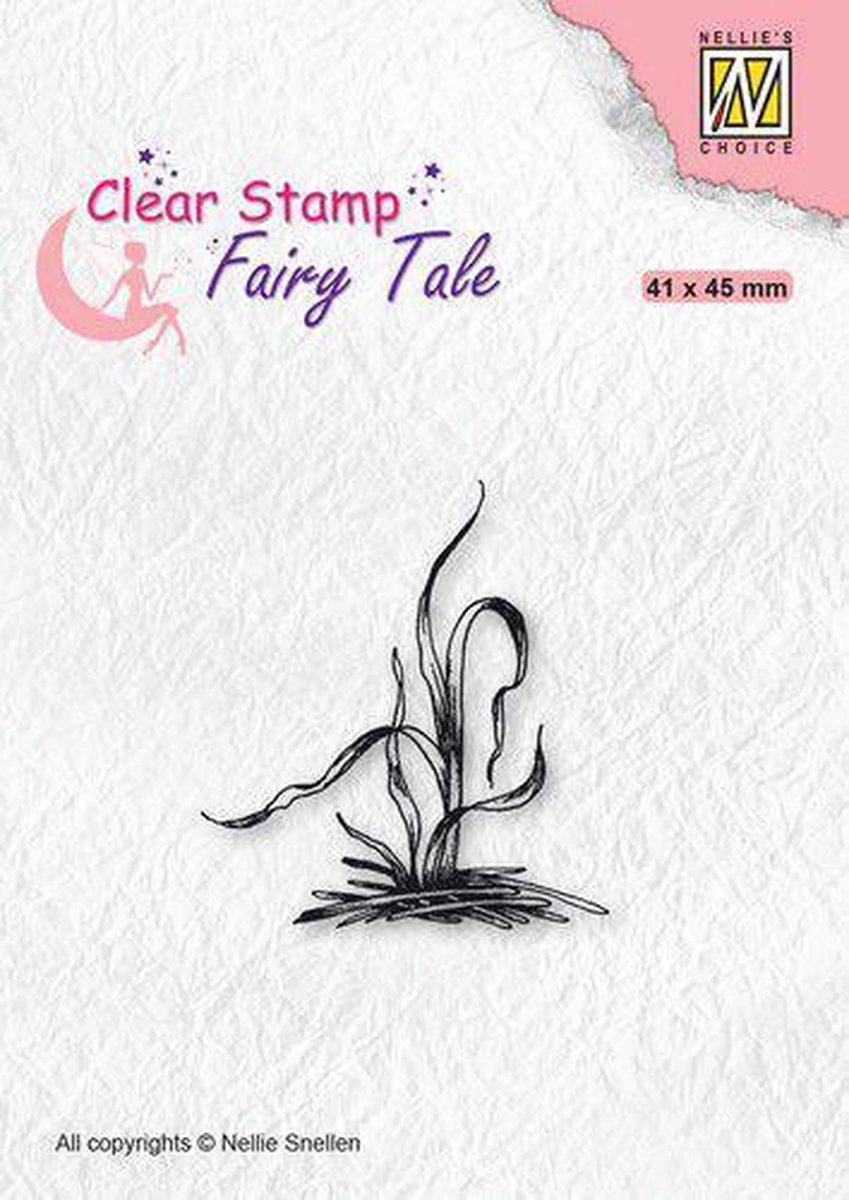 FTCS028 stempel Nellie Snellen - Clearstamp silhouette - Fairy serie - duingras - pluk gras - siergras