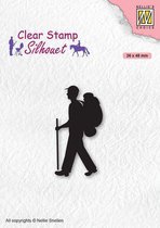SIL067 Clear stamp Nellie Snellen - stempel man met rugzak - trekken en wandelen in de natuur - Men things Backpacker