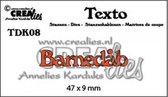 Crealies Texto snijmal "Barnedåb"