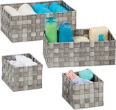 relaxdays paniers de rangement salle de bain - lot de 4 - ensemble paniers - panier salle de bain - sans couvercle gris