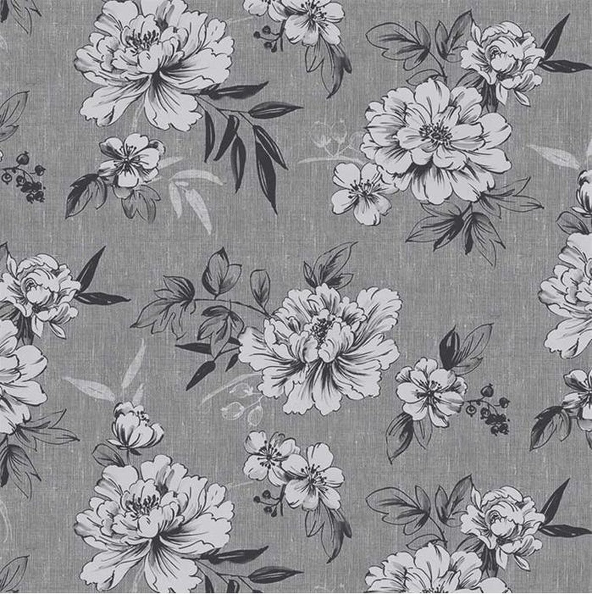 Bonita Tafelzeil - 140x250 cm - Grey Flowers