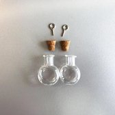 Mini glazen flesjes met kurk & schroef 2 ST 12423-2313 19.2x10x24mm