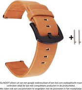 Oranje Bruin 22mm kunstlederen bandje voor (zie compatibele modellen) Samsung, LG, Asus, Pebble, Huawei, Cookoo, Vostok & Vector – Maat: zie maatfoto - gespsluiting – Brown leather