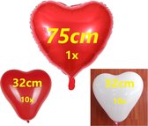 Hartjes Ballonnen / 21 rode en witte hartjes ballonnen voor huwelijk / verjaardag / verloving versiering / Hartjes decoratie.